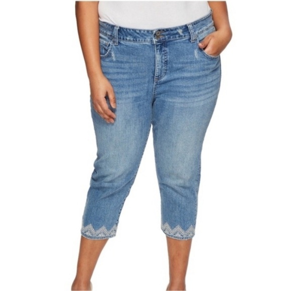 Lucky Brand Emma Crop High Rise Embroidered Denim Jeans Womens Sz 18 - Picture 2 of 12